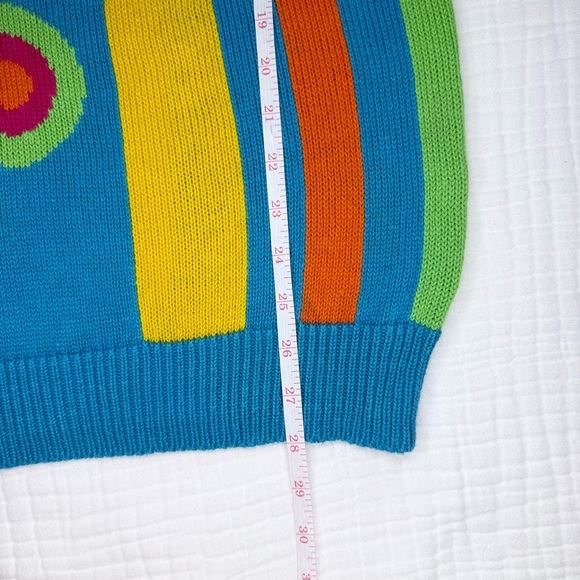 Vintage 80s/90s? I.B. Diffusion cotton blend funky blue mock neck sweater size M - Picture 7 of 14